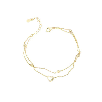 925 Sterling Silver Double Layer Heart-shaped Bracelet  for Women Girl Korean Style Small Fresh Summer Bracelet - Korvel
