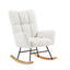 Chaise Berçante en Tissu Teddy Blanc Cassé