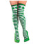 Irish Festival Green Trefoil Stockings Over the Knee Socks St Patrick's Day Party Striped Socks - Korvel