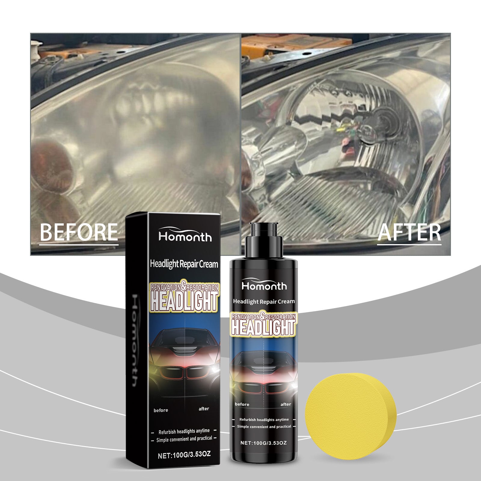 Automotive Headlight Repair Paste, Fill Scratches Repair Wear Lamps Care Maintenance Lamp Supplies - Korvel