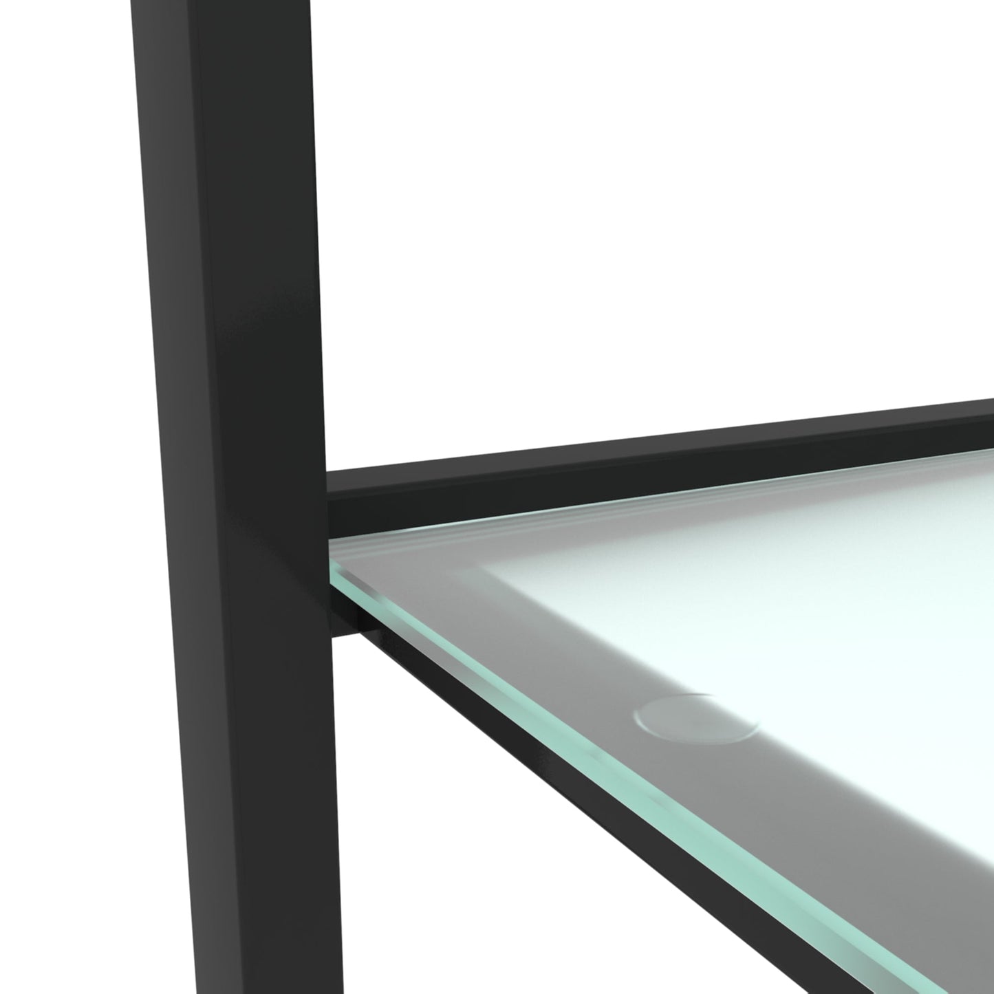 Glass two layer tea table, small round table, bedroom corner table, living room black side table - Korvel