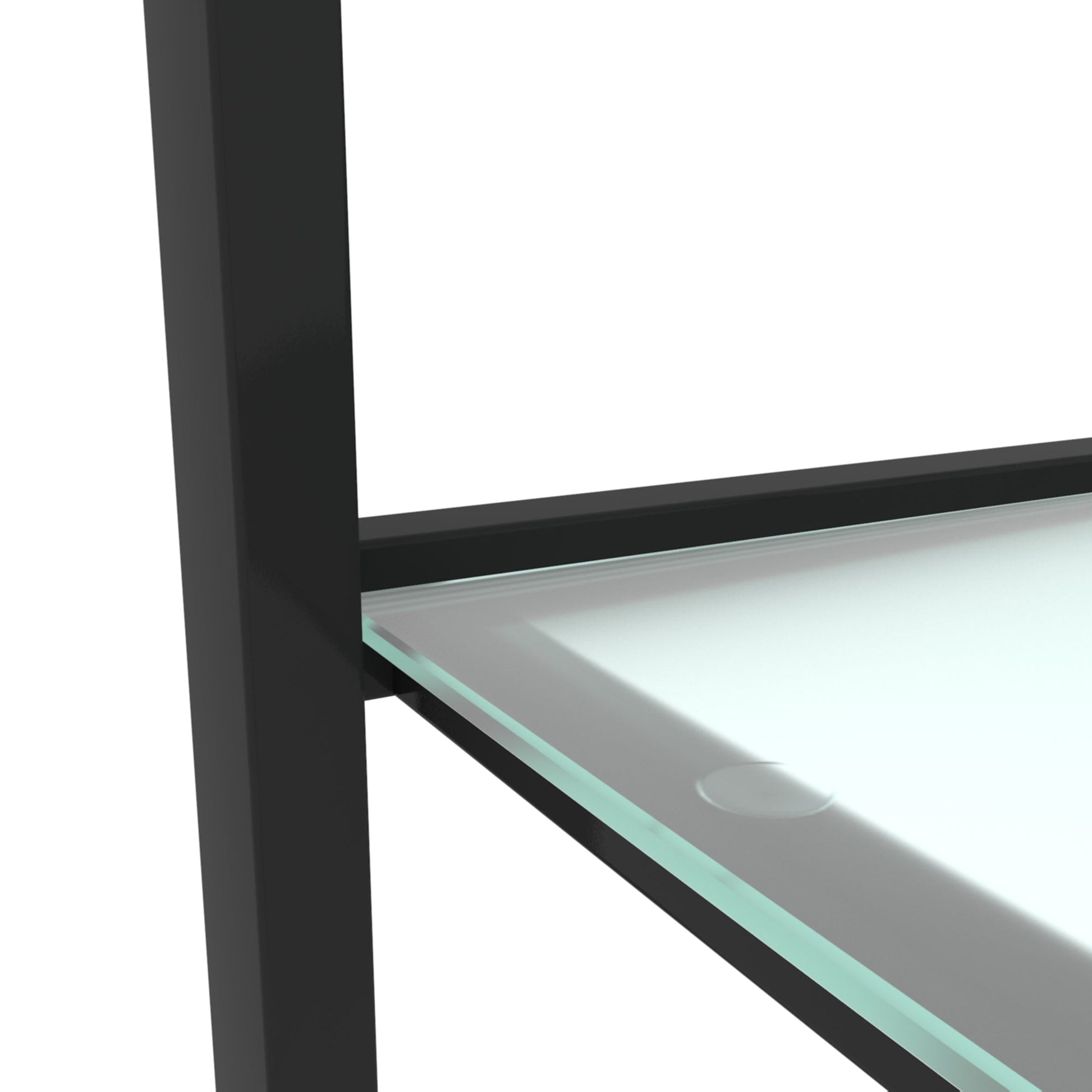 Glass two layer tea table, small round table, bedroom corner table, living room black side table - Korvel