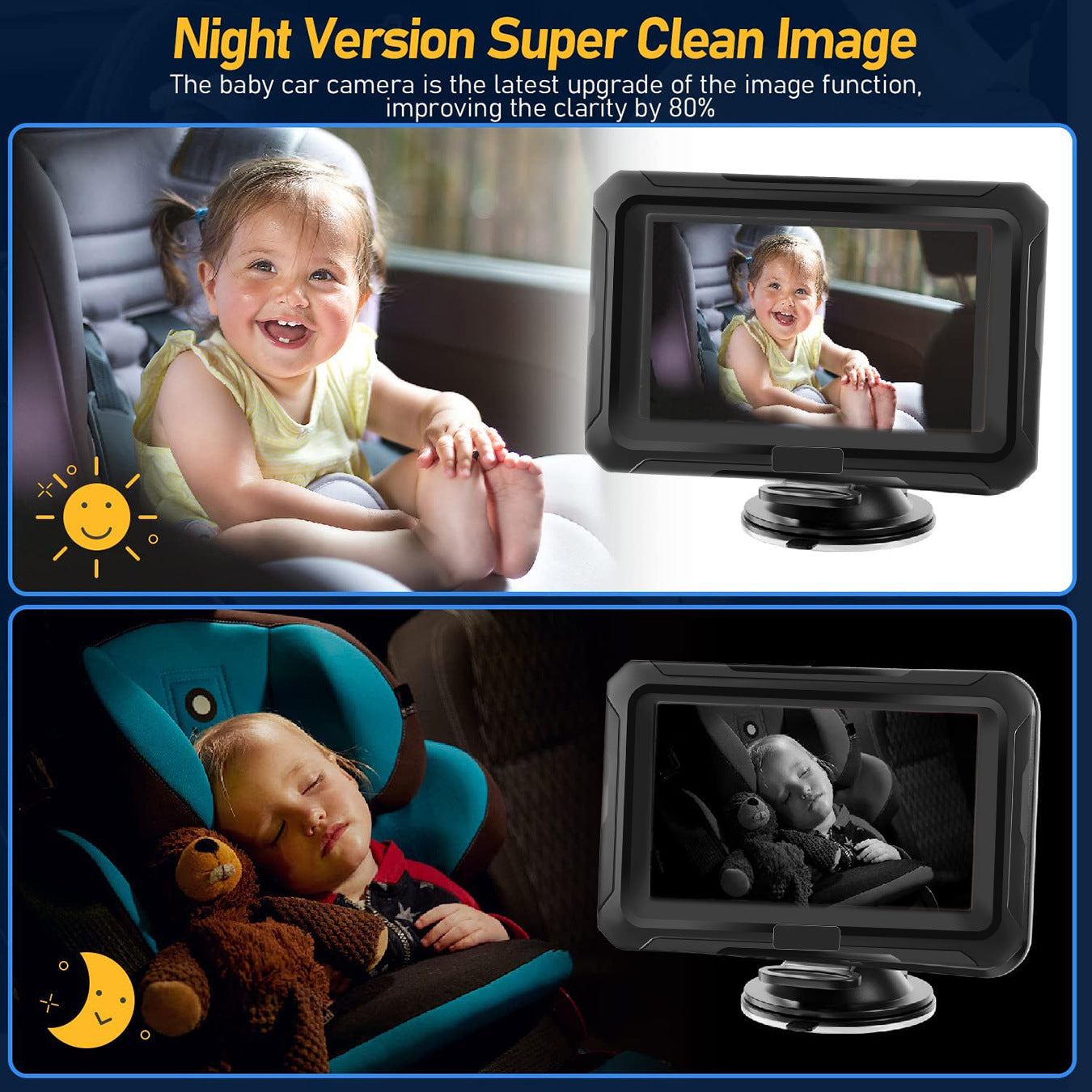 Moniteur vidéo pour bébé HD 1080P de 4,3 pouces