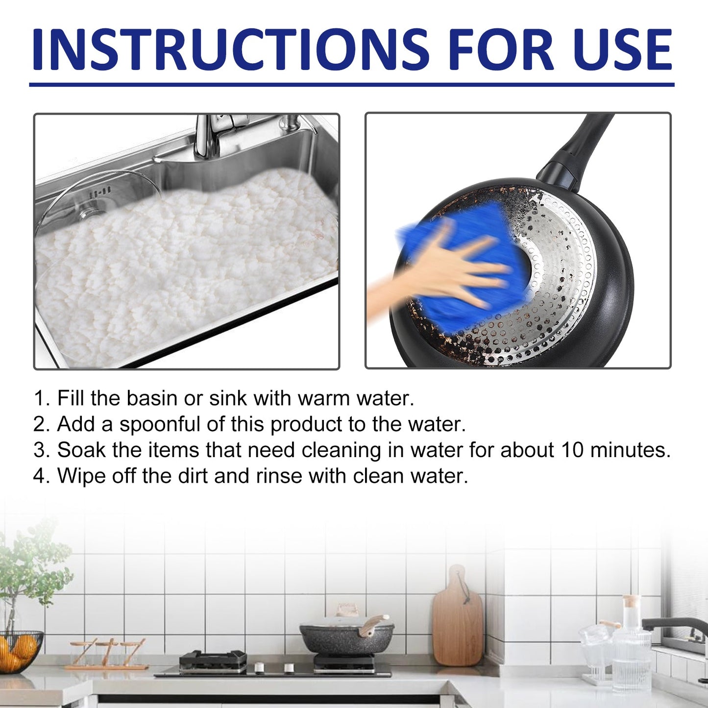 Kitchen All-Purpose Stain Removing Cleaning Powder, Kitchen Stove Oil Cleaning Utensils Rust Removal Stains Dirt Cleaning Agent - Korvel