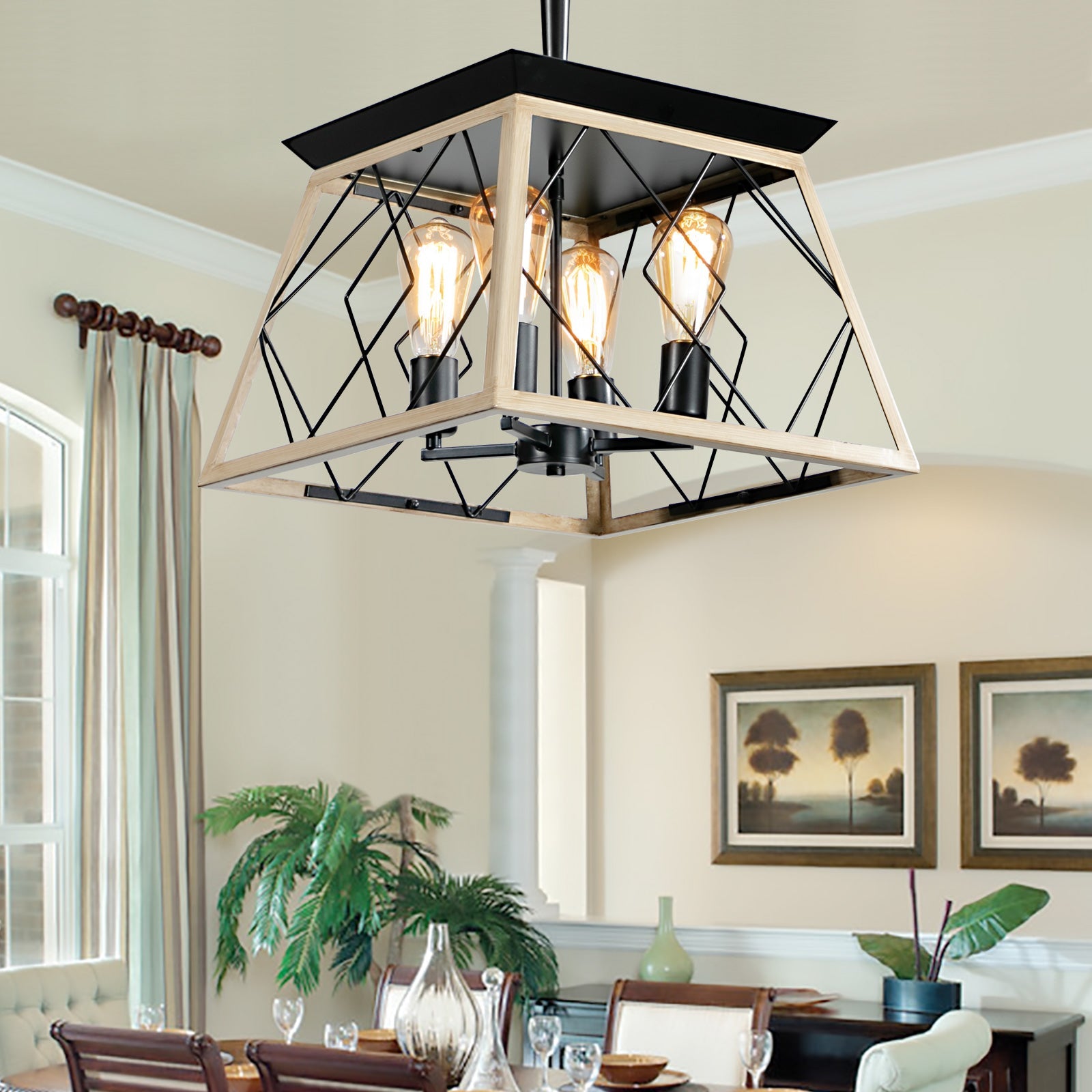 4-Light Farmhouse Chandeliers For Dining Room (No Bulbs) - Korvel