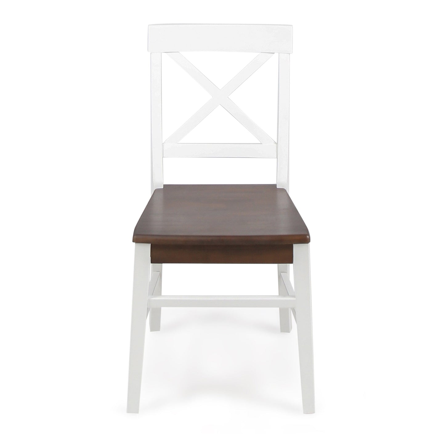 Roshan Farmhouse Acacia Wood Dining Chairs - White/Walnut (Set of 2)