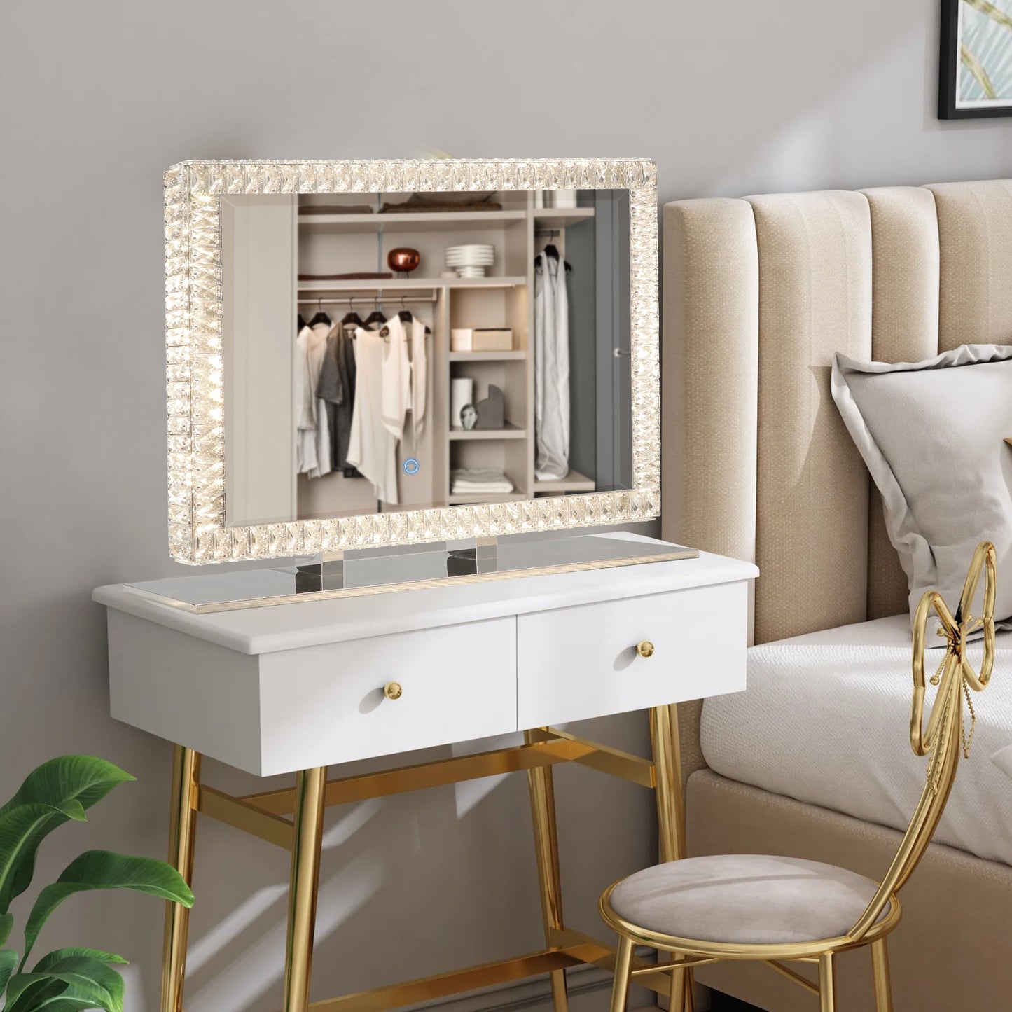 Lumière de miroir en cristal LED avec fonctionnalité dimmable