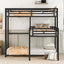 L-shaped Metal Triple Twin Size Bunk Bed, Black - Korvel