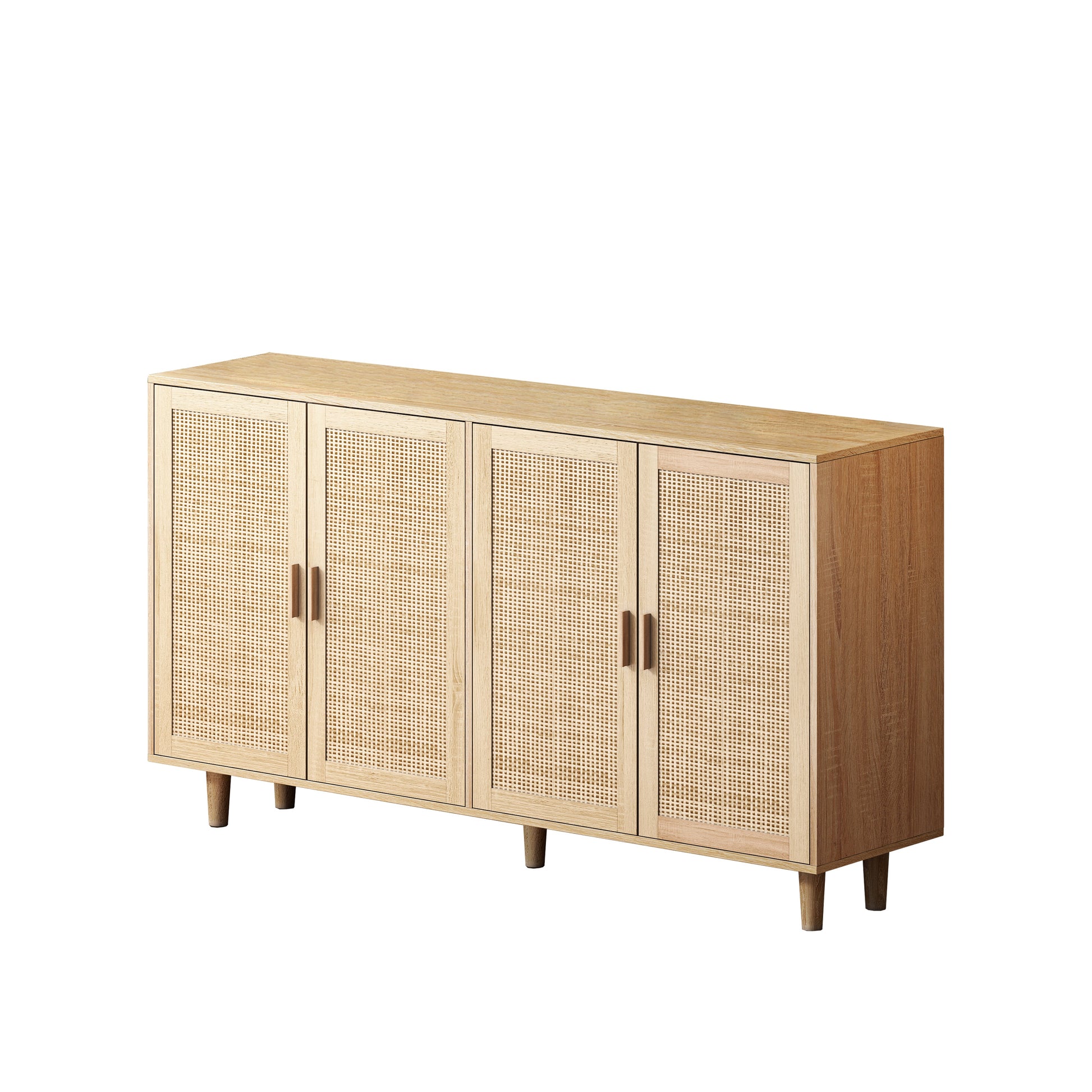 62.20"Elegant and Functional 4-Door Rattan Decorative Storage Cabinet,for Bedroom,Living Room,Office,Easy Assembl - Korvel