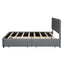 Queen Upholstered Platform Bed with Twin Size Trundle and Two Drawers Grey - Korvel