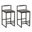 Set of 2 Counter Height Barstools Kitchen Island Stools (Gray with Back) - Korvel