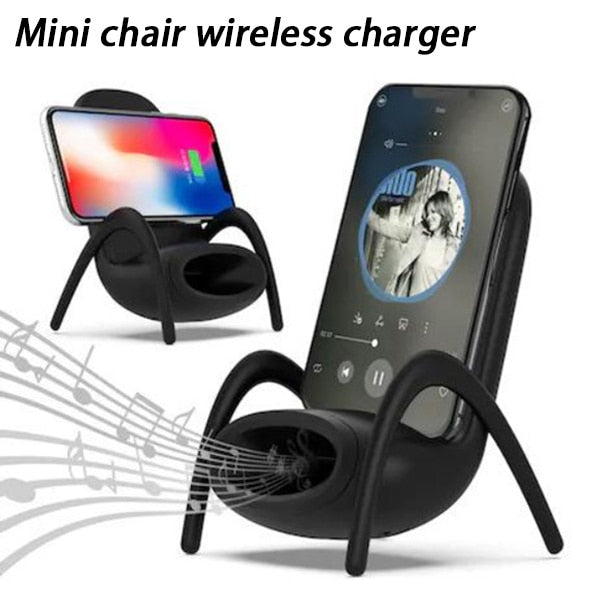 Portable Mini Chair Wireless Charger Supply For All Phones Multipurpose Phone Stand With Musical Speaker Function Charger - Korvel