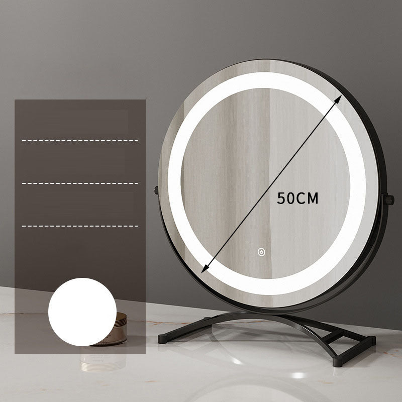 Round Black LED Makeup Mirror for Dressing Table