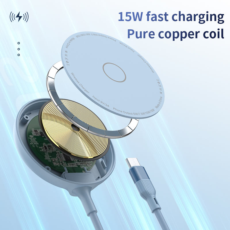 Magnetic wireless charger suitable for iPhone 13/14 single charging mobile phone wireless charger with small holder - Korvel