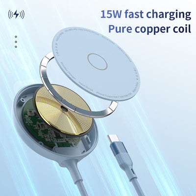 Magnetic wireless charger suitable for iPhone 13/14 single charging mobile phone wireless charger with small holder - Korvel