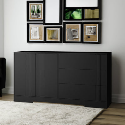 Modern kitchen buffet lockers with storage space, drawers and doors, and a large coffee bar with adjustable kitchen shelves - Korvel