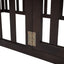 Twin Size Wood Floor Bed Frame with Fence and Door Walnut(OLD SKU :WF289661AAL) - Korvel