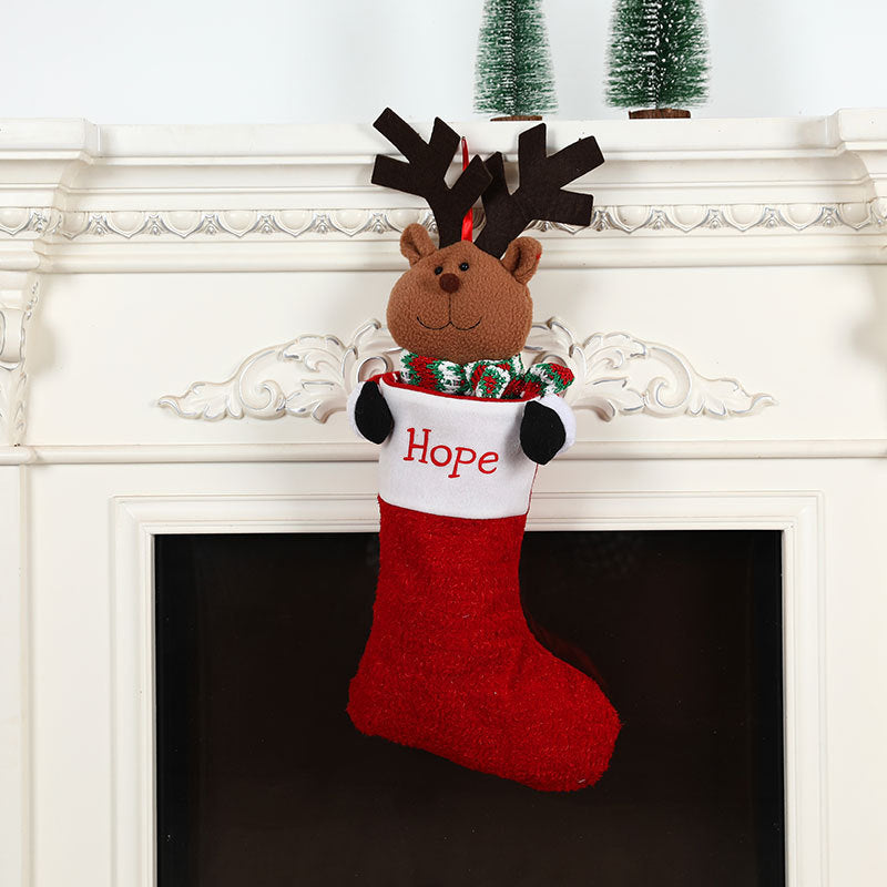 Christmas Decorations Single Head Hug Christmas Socks Gift Bag Candy Bag Christmas Eve Bedhead Pendant - Korvel