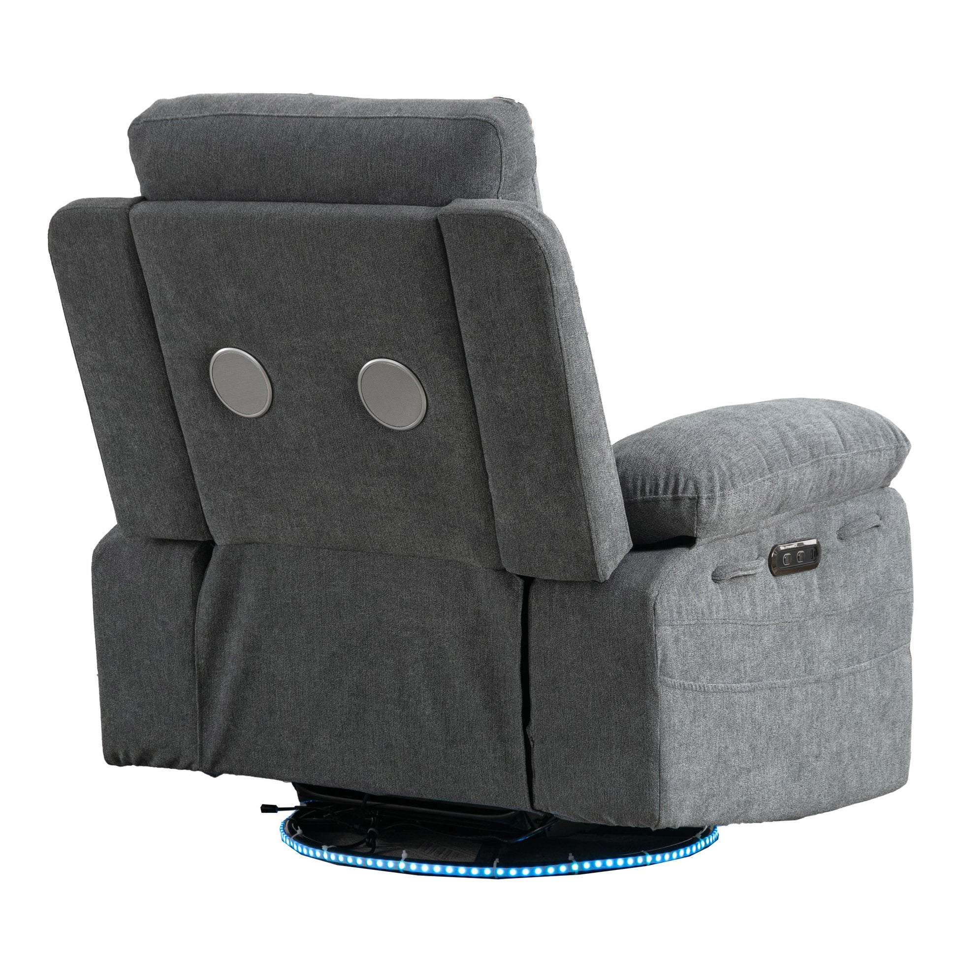 270 degree rotating electric recliner speaker with LED light, USB+C charging port, extendable foot pedal, adjustable backrest - Korvel