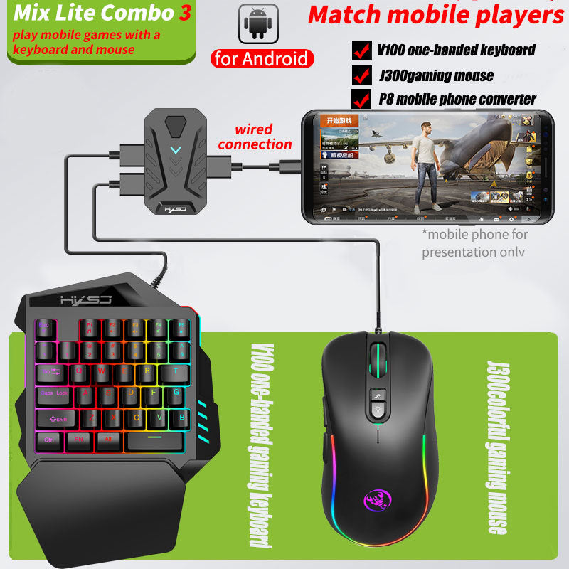 Wired Android Throne One handed Keyboard and Mouse Set Android Game PUBG Gun Converter - Korvel