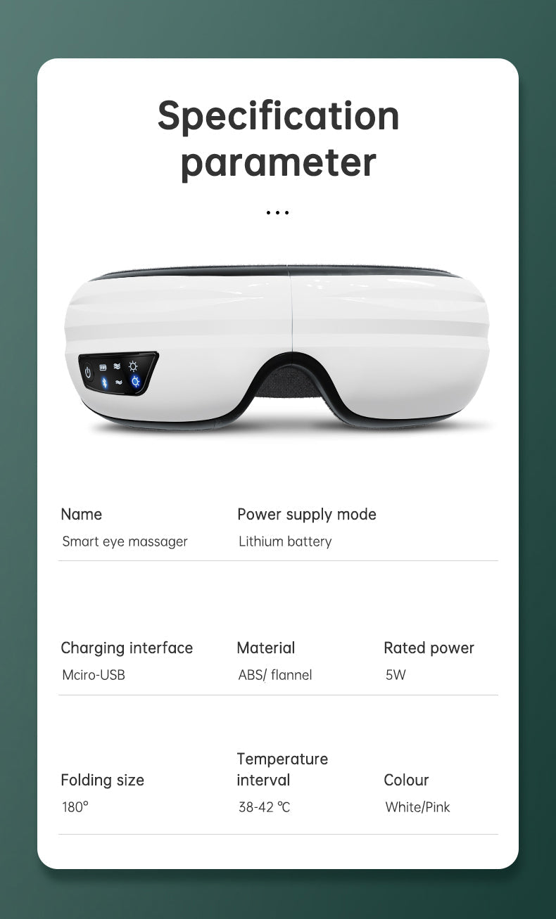 Eye Massager Air Pressure Vibration Eye Protector Bluetooth Eye Massage Relax Migraines Relief Improve Sleep - Korvel