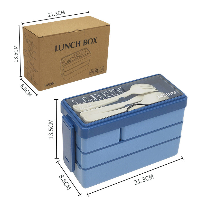 Portable microwaveable three-layer lunch box lunch box - Korvel