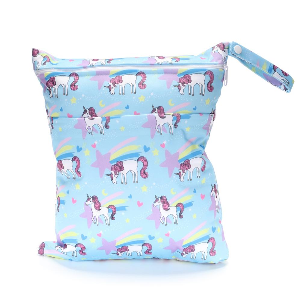 [Sigzagor]Wet Dry Bag With Two Zippered For Baby Diapers Nappies Waterproof Reusable 36cmx29cm - Korvel