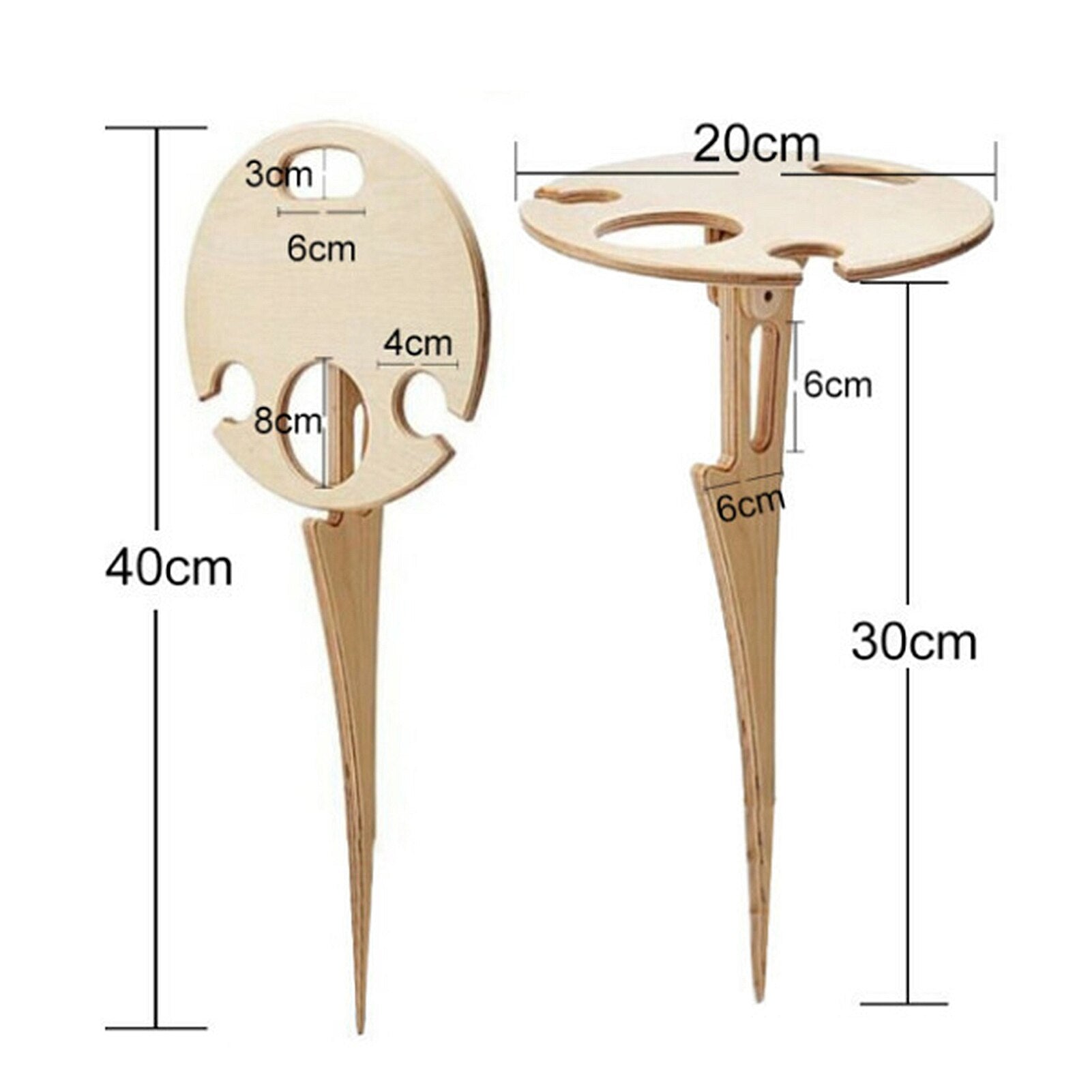 Outdoor Wine Table Foldable Round Desktop Mini Wooden Picnic Table Easy To Carry Wine Rack Support - Korvel