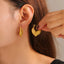Leaf patchwork heart-shaped earrings with a niche design and titanium steel earrings - Korvel