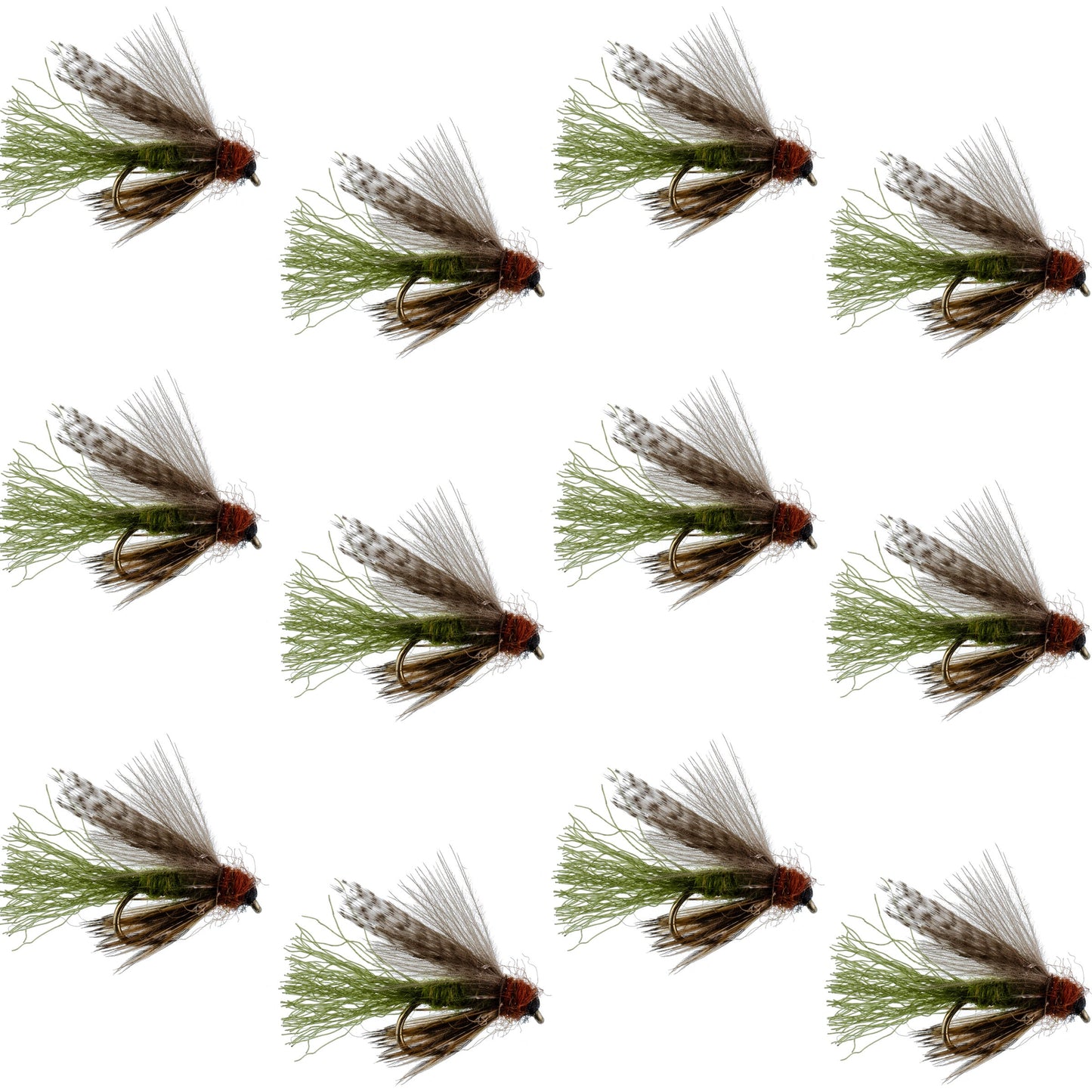 Mouches à pêche Olive CDC Caddis Emerger - Taille 16 (Pack de 12)