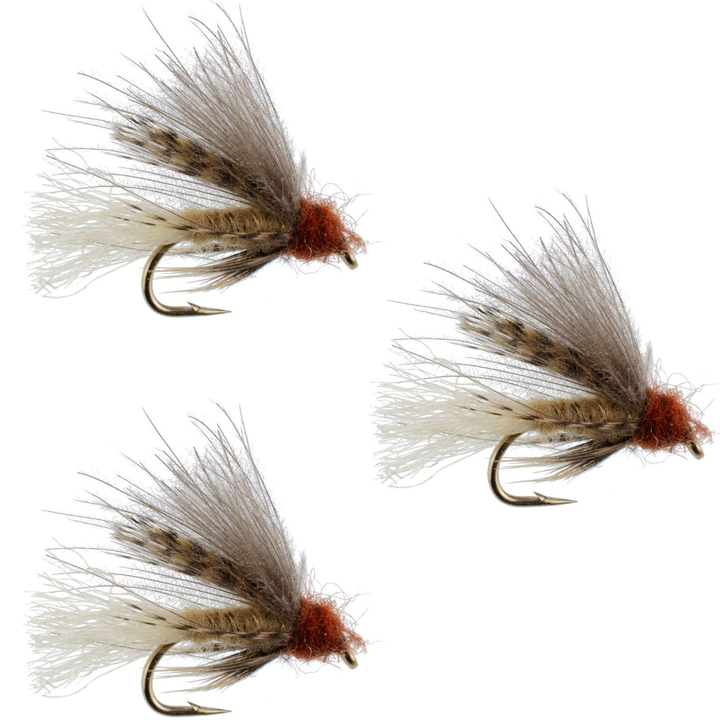 Pack de 3 mouches émergentes CDC caddis beiges - Taille 14