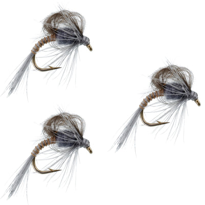 Pack de 3 mouches émergentes Adams à aile en boucle CDC - Taille 18