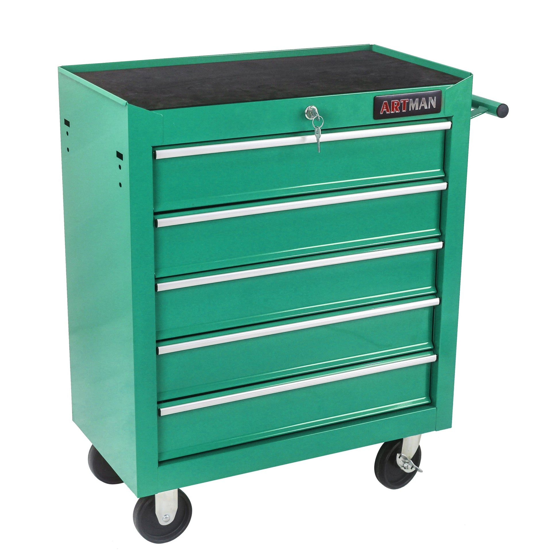 5 DRAWERS MULTIFUNCTIONAL TOOL CART WITH WHEELS-GREEN - Korvel
