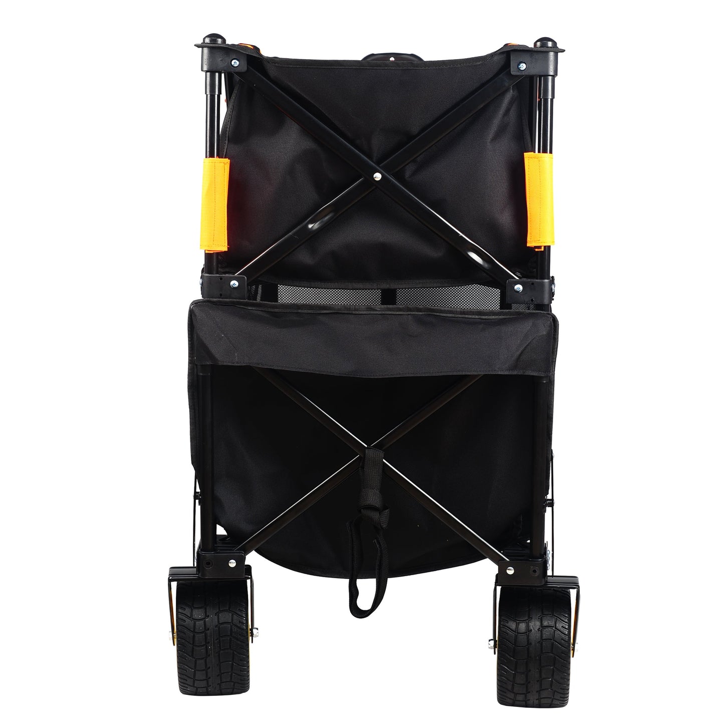 Big large capacity Folding cart Extra Long Extender Wagon Cart Folding Wagon Garden Shopping Beach Cart (black +orange) - Korvel