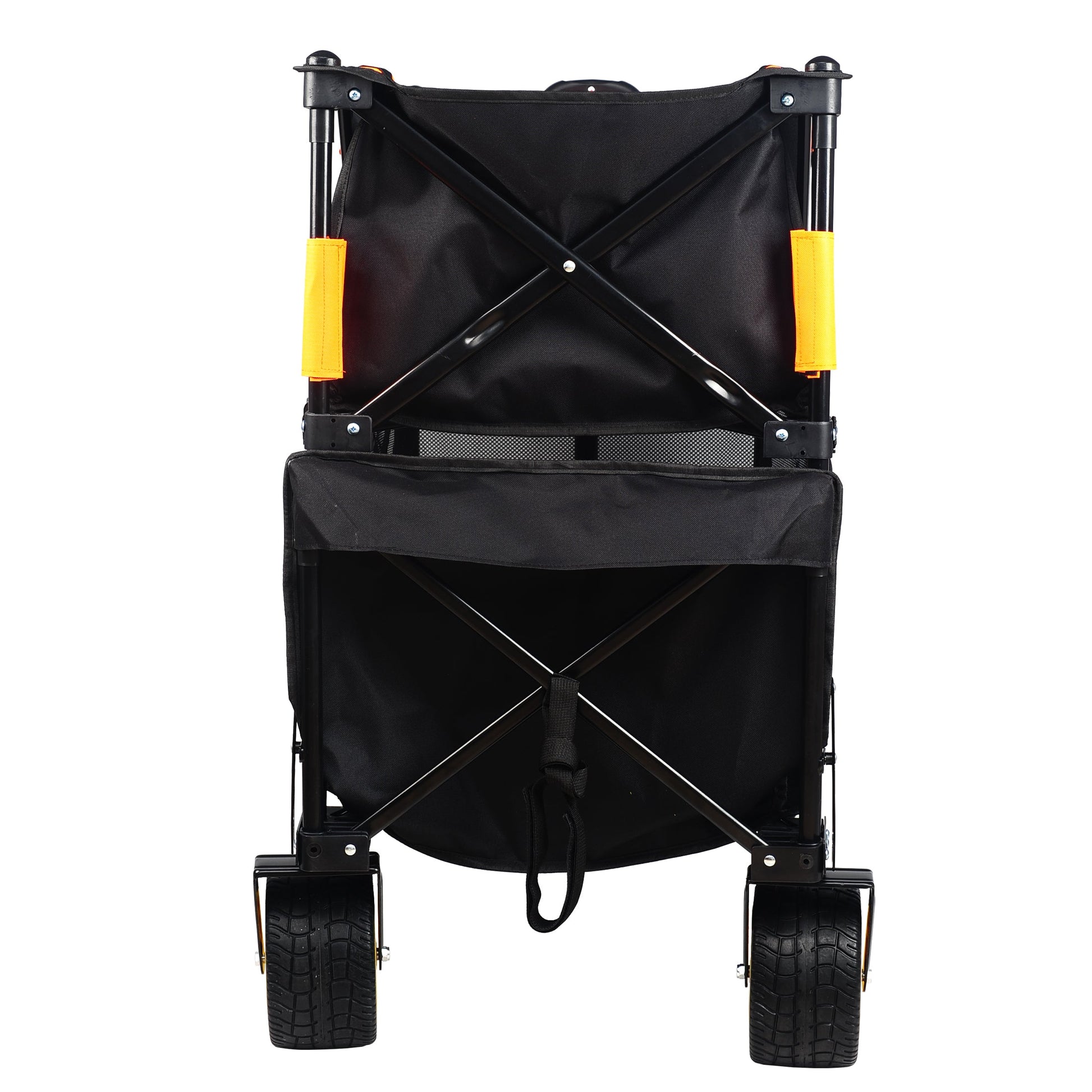 Big large capacity Folding cart Extra Long Extender Wagon Cart Folding Wagon Garden Shopping Beach Cart (black +orange) - Korvel