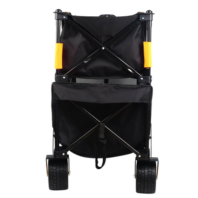 Big large capacity Folding cart Extra Long Extender Wagon Cart Folding Wagon Garden Shopping Beach Cart (black +orange) - Korvel