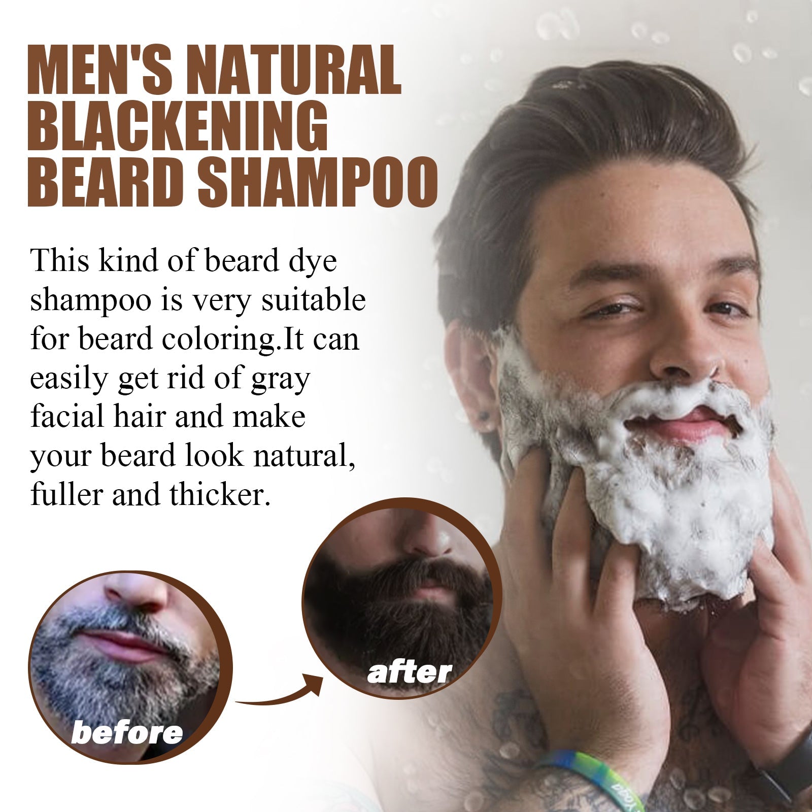 Shampoo Men's Hair Cleansing Moisturizing Massage Treatment Smoothing Dark Hair Shampoo - Korvel