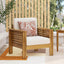 Outdoor Acacia Wood Club Chairs with Cushions, Teak+Beige, 27.75"D x 32"W x 27.75"H - Korvel