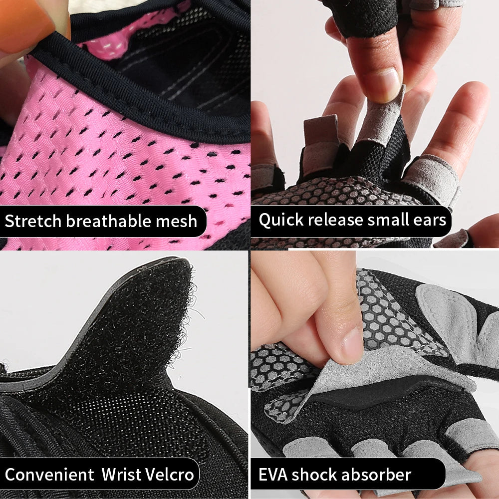 Outdoor sports fitness gloves anti slip and wear-resistant silicone half finger exposed riding gloves - Korvel