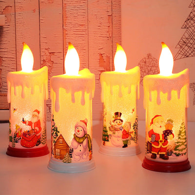 Christmas decoration candle light LED simulation flame candle Santa Claus snowman decoration night light - Korvel