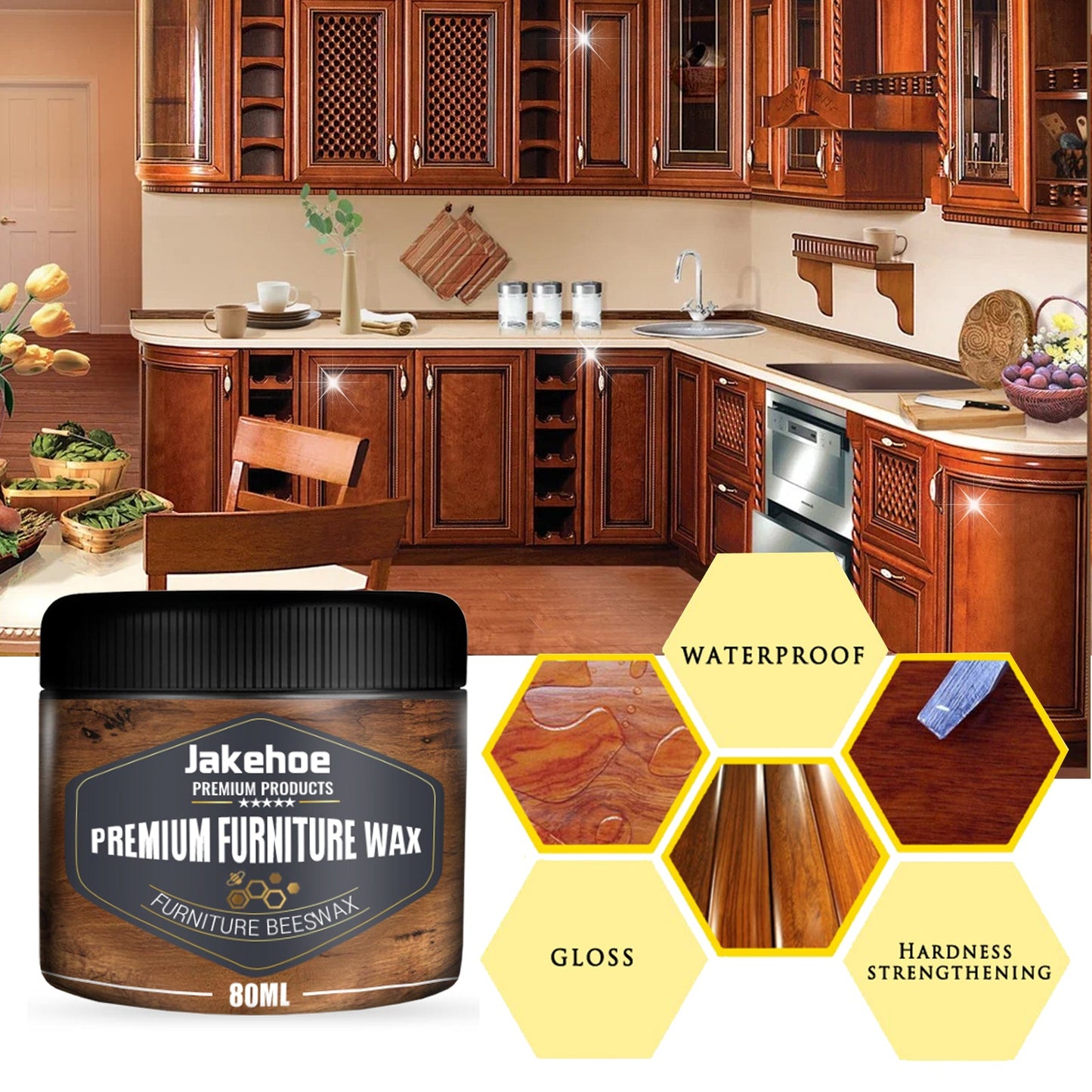 Beeswax, Wood Floor Mahogany Furniture Scratches Cleaning Care Polishing Brightening Maintenance Care Wax - Korvel