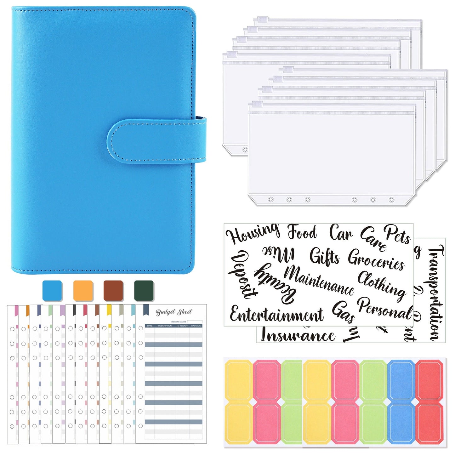 Carnet de budget à anneaux A6 - Cuir PU Macaron