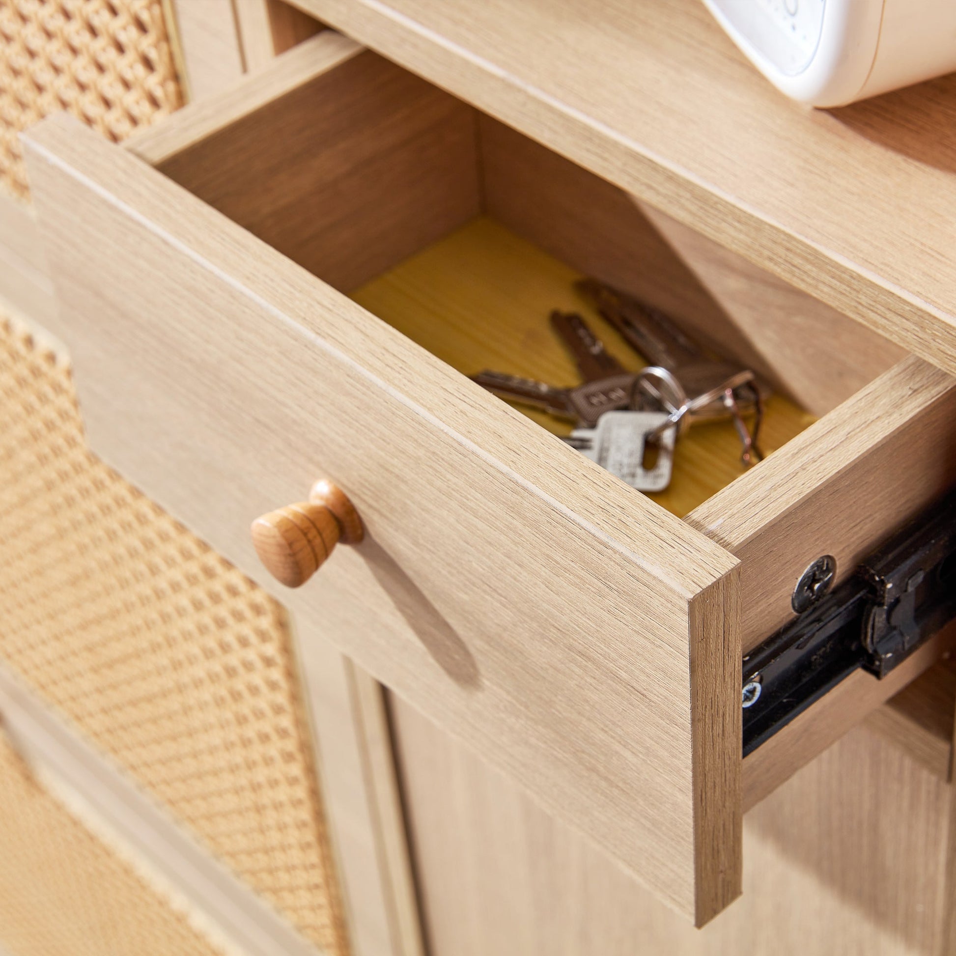 Modern minimalist storage cabinet MDF bed top cabinet Japanese rattan shoe cabinet, small home furniture - Korvel