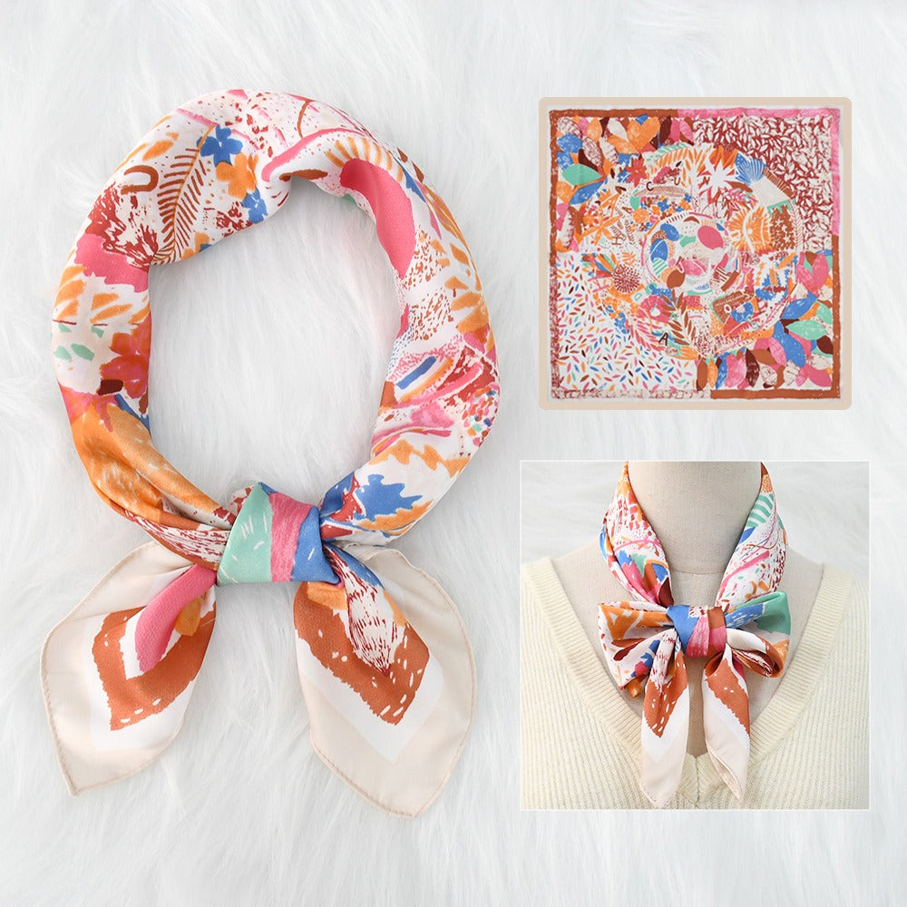 Silk Scarf Women's Sunscreen Beach Imitation Silk Versatile Silk Scarf Neckband - Korvel