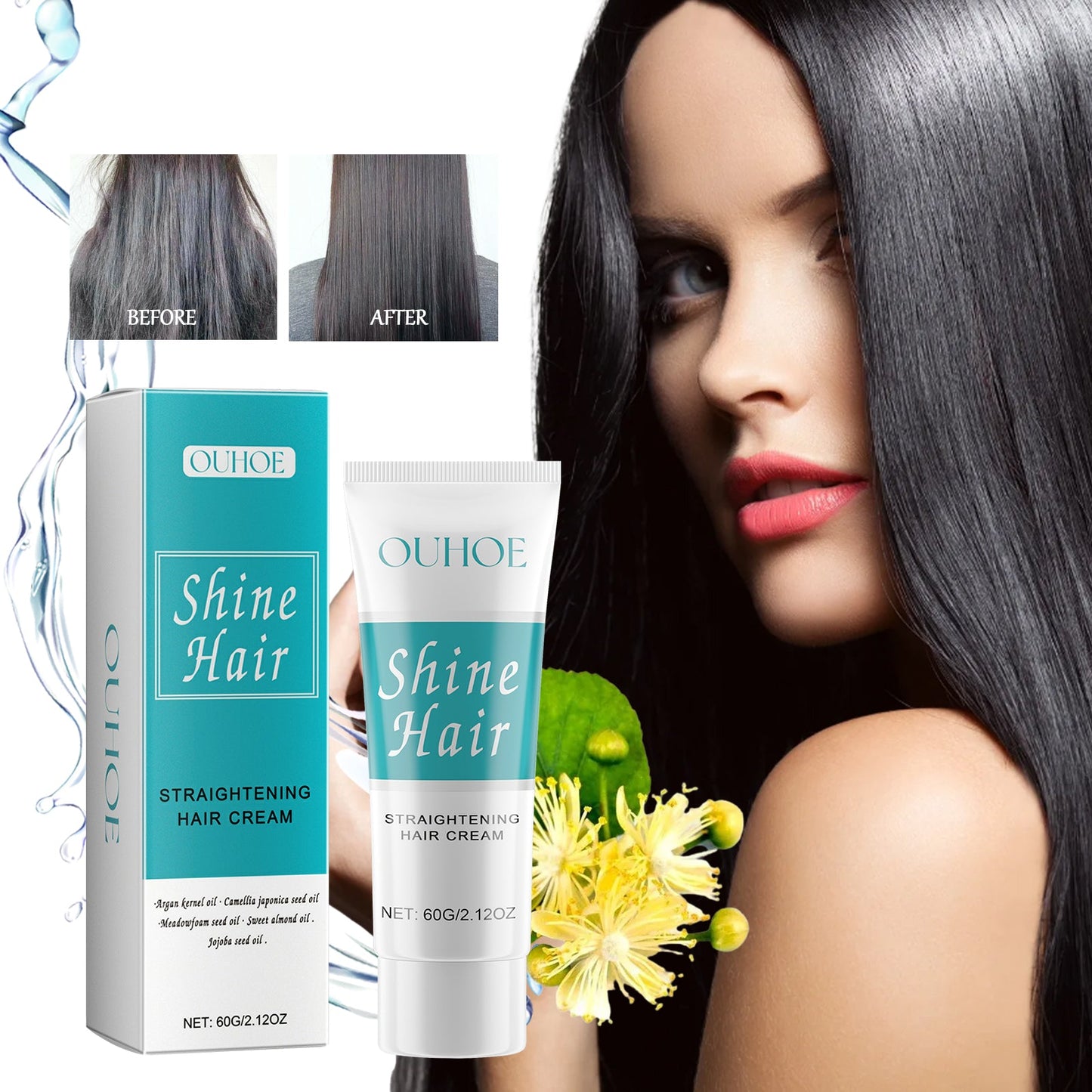 Straightening Hair Cream, Repair Damaged Dry Split Hair Smoothing Straightening Mask - Korvel