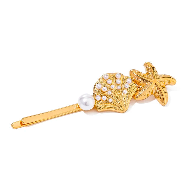 Stainless steel shell hair clip with bangs, high-end feel, ins metal hair accessories, broken hair clip at the back of the head - Korvel