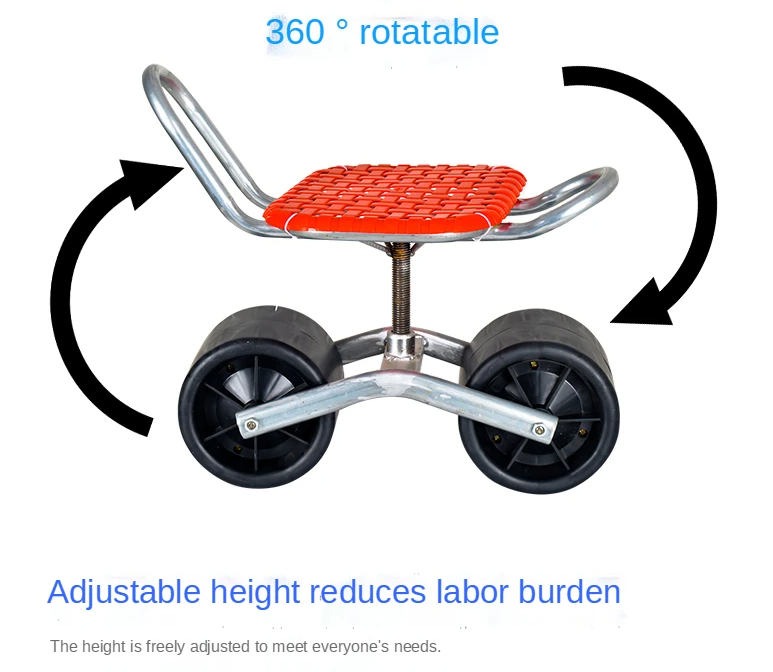 Convenient easy rotated agricultural work seat Garden Shed farm Movable tool stool with wheels - Korvel