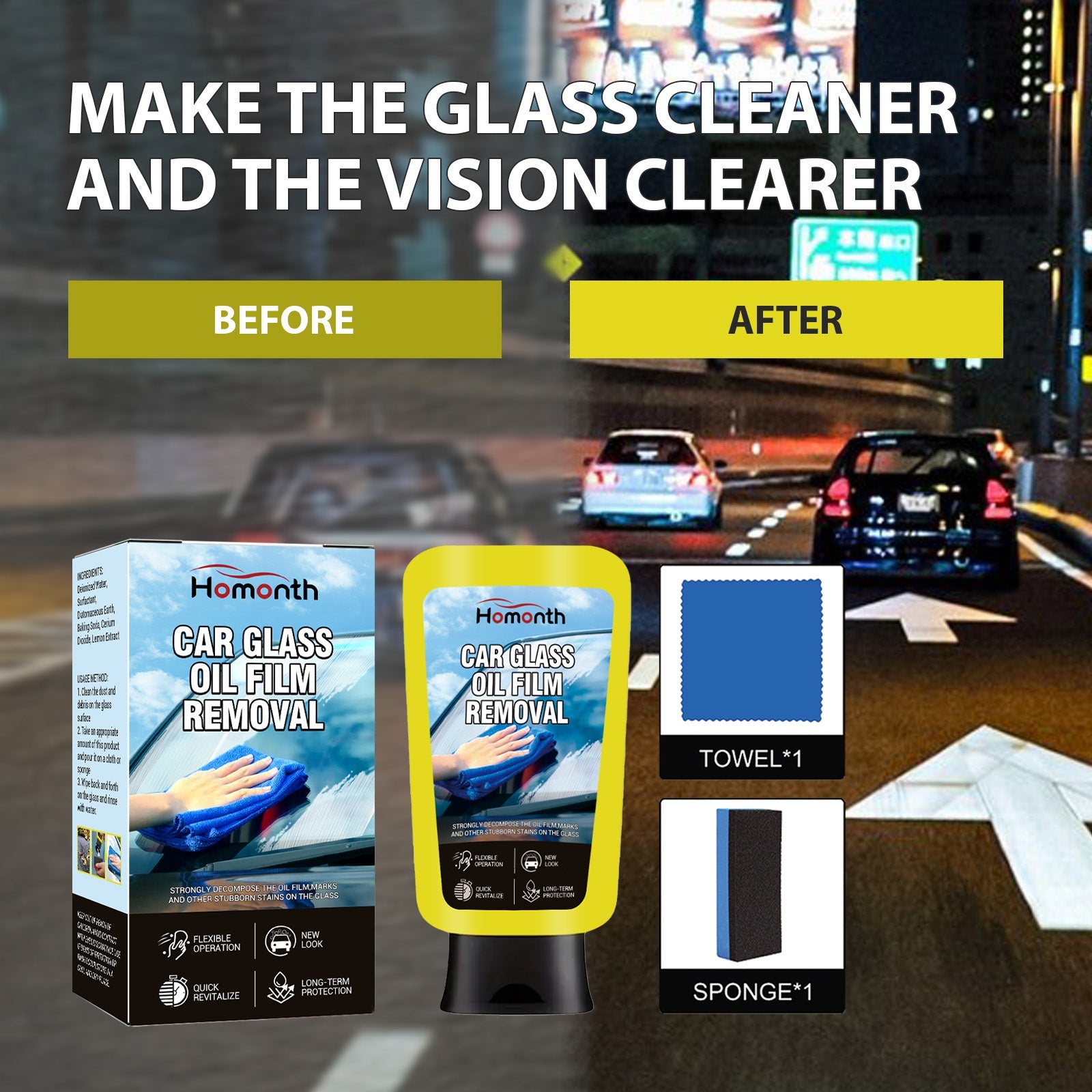 Oil Film Cleaning Emulsion, Car Windshield Window Stain Cleaning Anti-Rain And Fog Cleaning Agent - Korvel