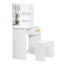 Vanity Desk Set Stool & Dressing Table with LED Lighting Mirror Drawer and Wood Cosmetic Table Chest of Drawers White Color - Korvel
