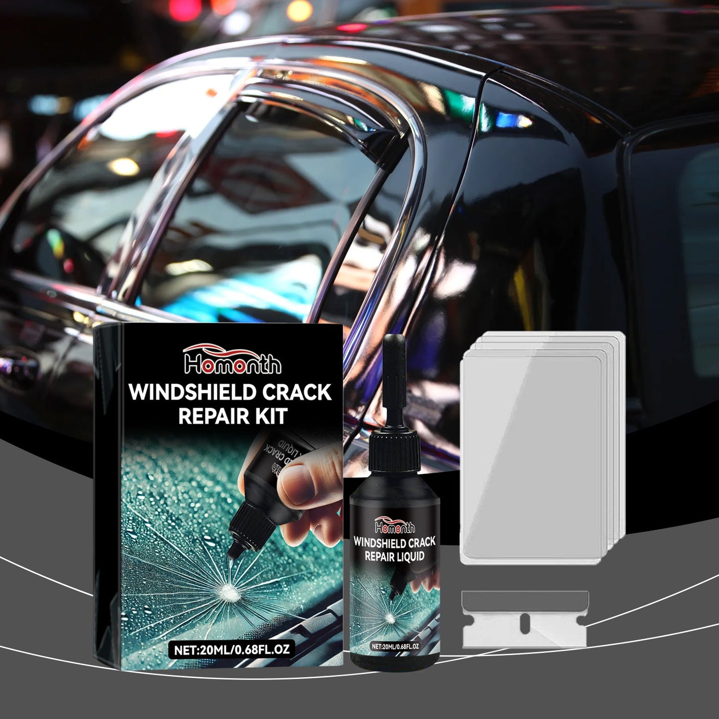 Automotive Glass Care Kit Automotive Windshield Cracks And Scratches Adhesive Repair Solution - Korvel